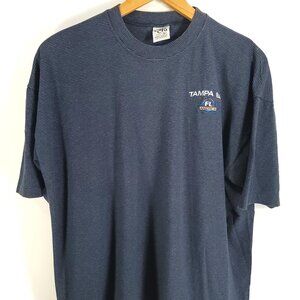 Vtg Tampa Bay FL T-Shirt Men's XL Blue Gray Stripe Cal Cru 90s USA